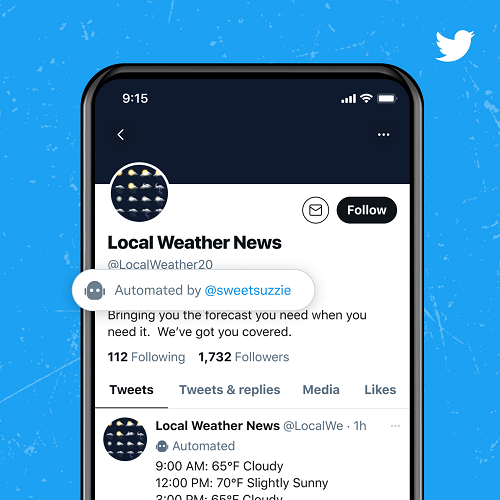 Twitter bot labels