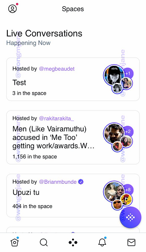 Twitter Spaces tab