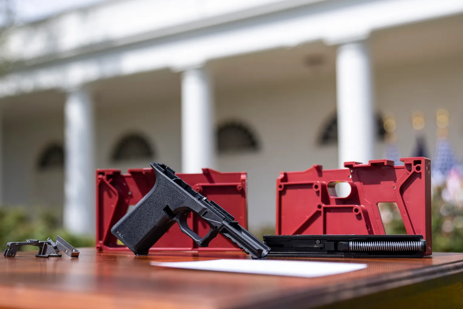 A ghost gun kit is displayed