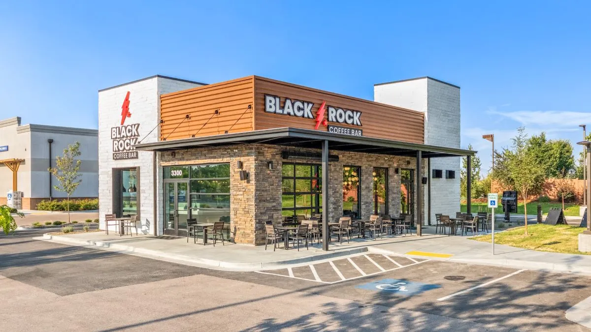 An image of a building that has Black Rock Coffee signage