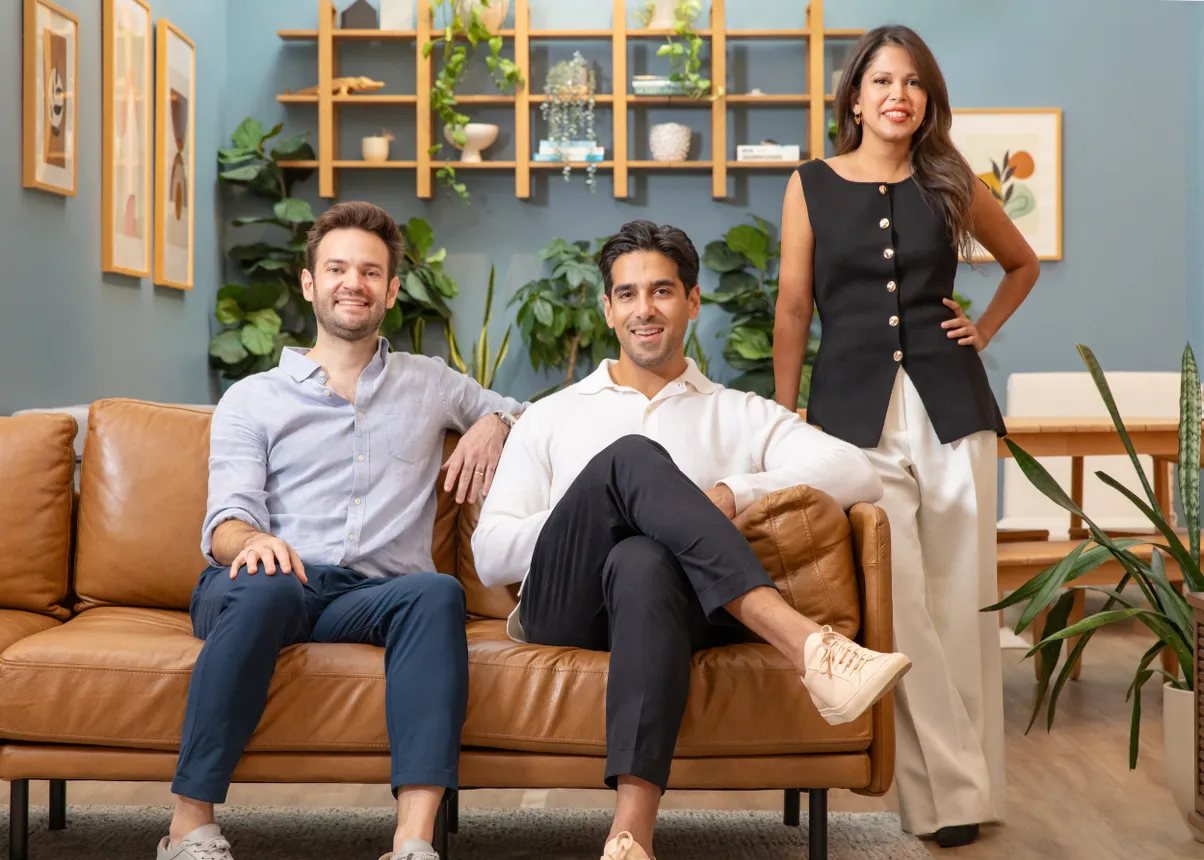 Burrow co-founders Kabeer Chopra and Stephen Kuhl with Havenly CEO Lee Mayer