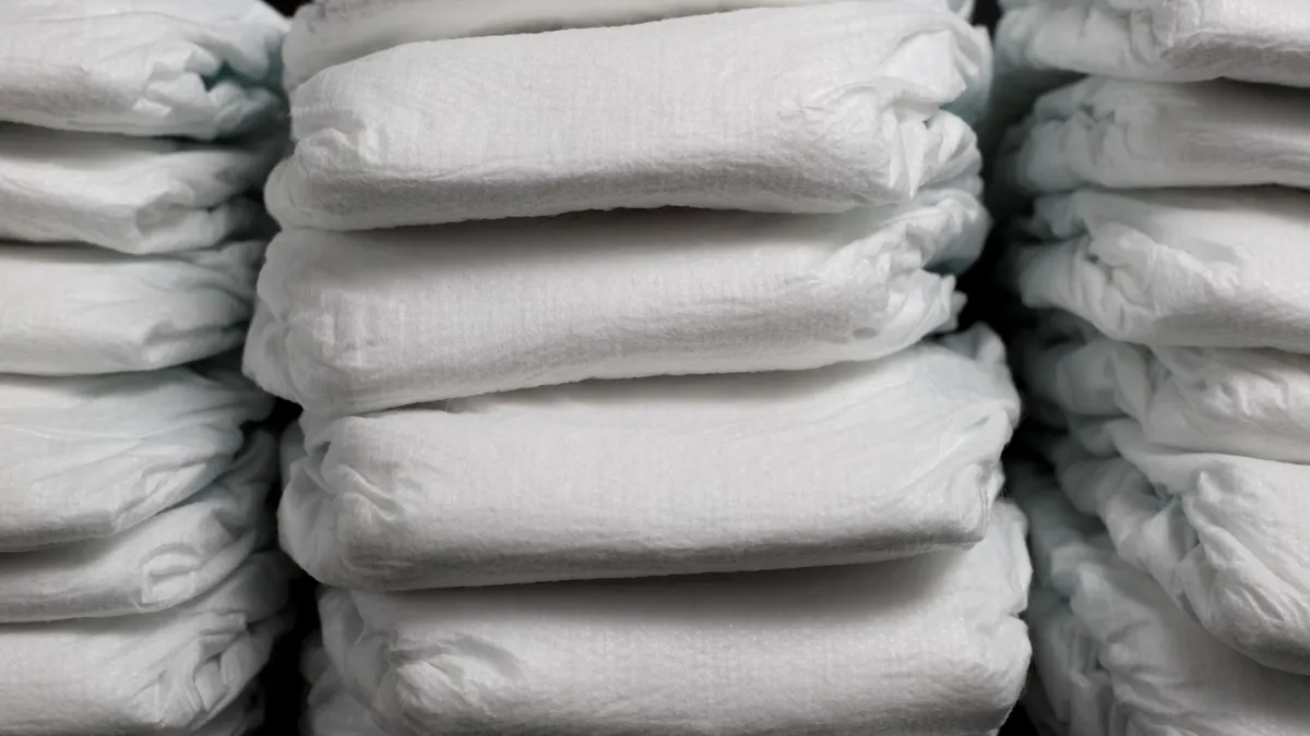 stacks of white diapers