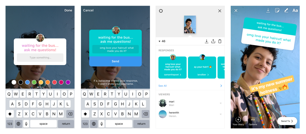 Instagram Question Stickers in Stories example