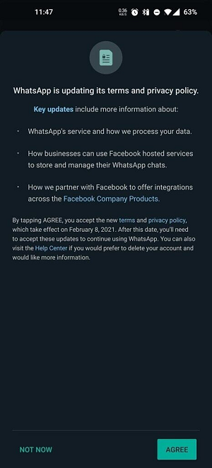 WhatsApp privacy update