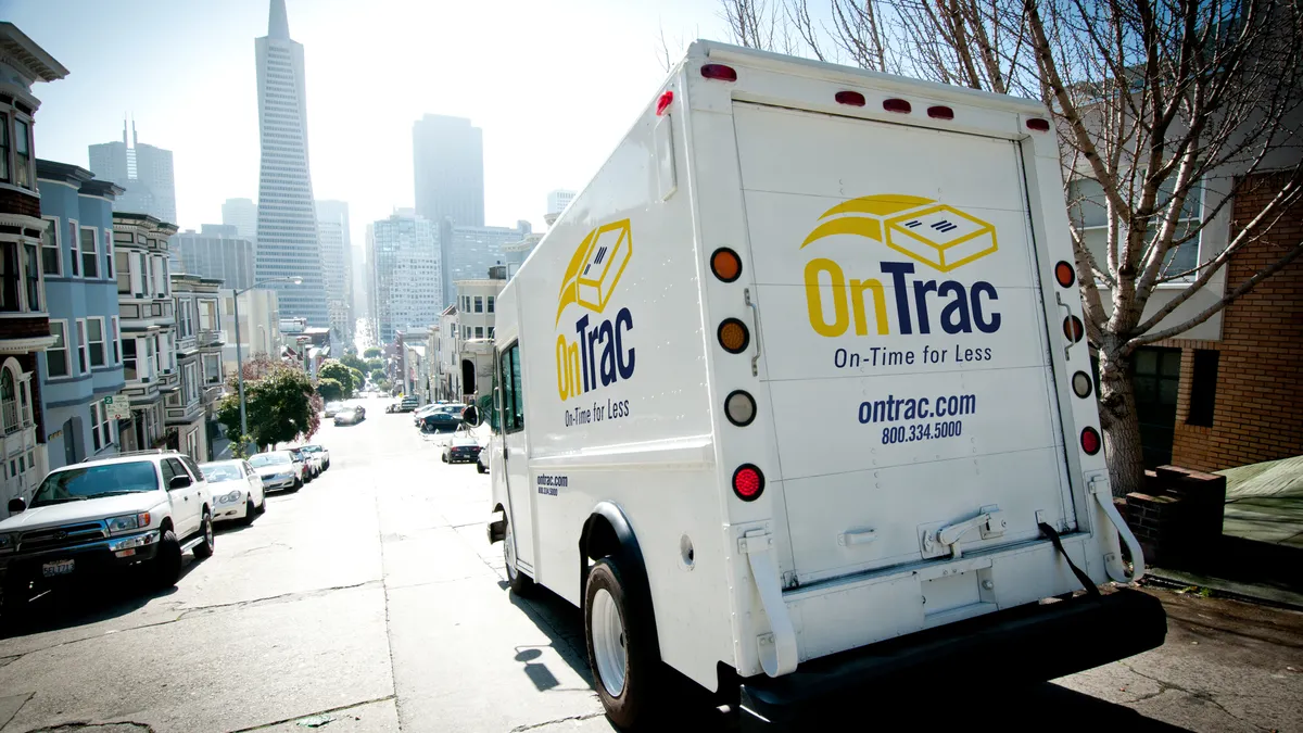 ontrac regional parcel carrier truck