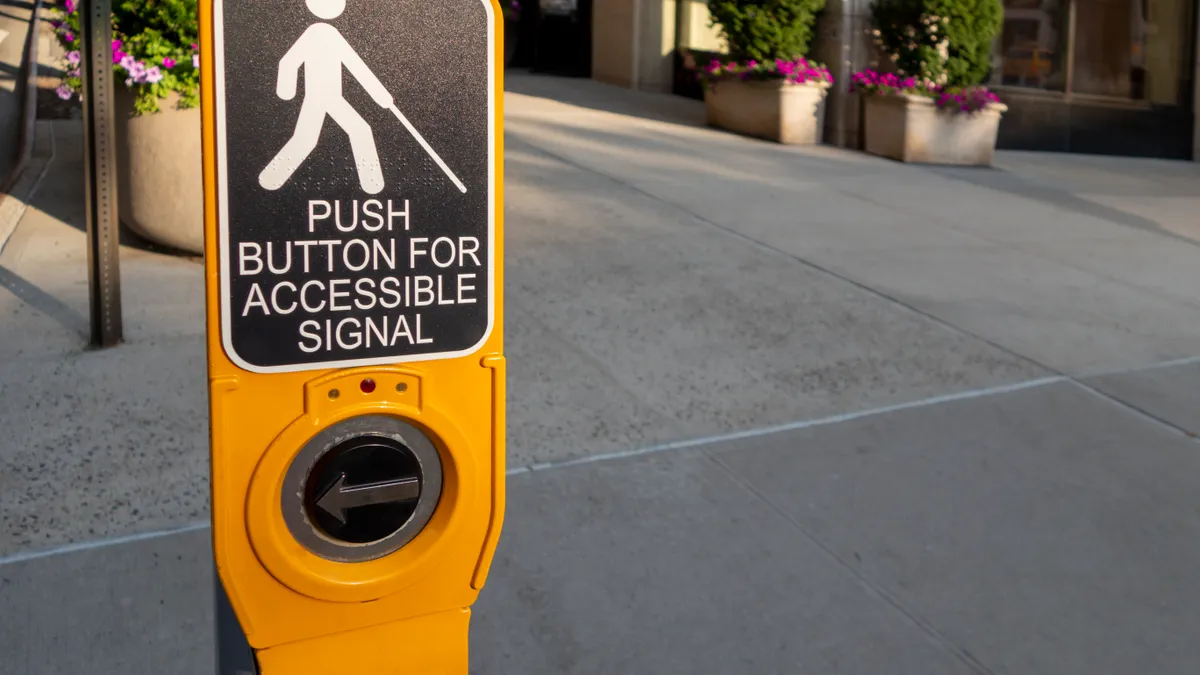 An accessible pedestrian signal.