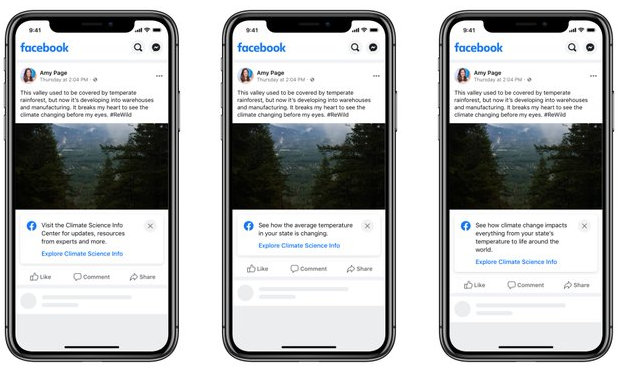 Facebook climate change labels