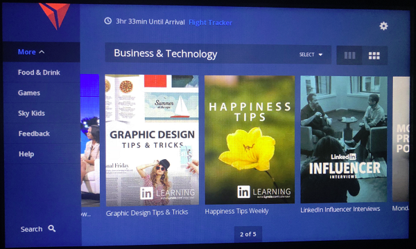 LinkedIn Learning among in-flight entertainment options