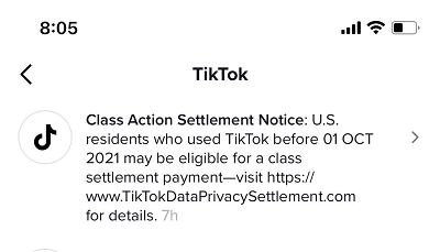TikTok notice