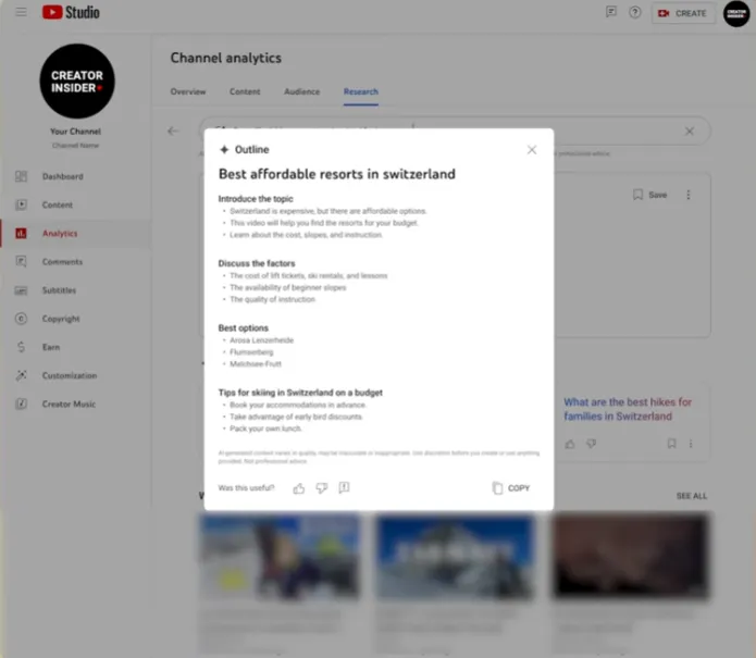 YouTube Brainstorm with Gemini