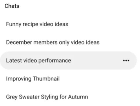 YouTube Ask Studio history
