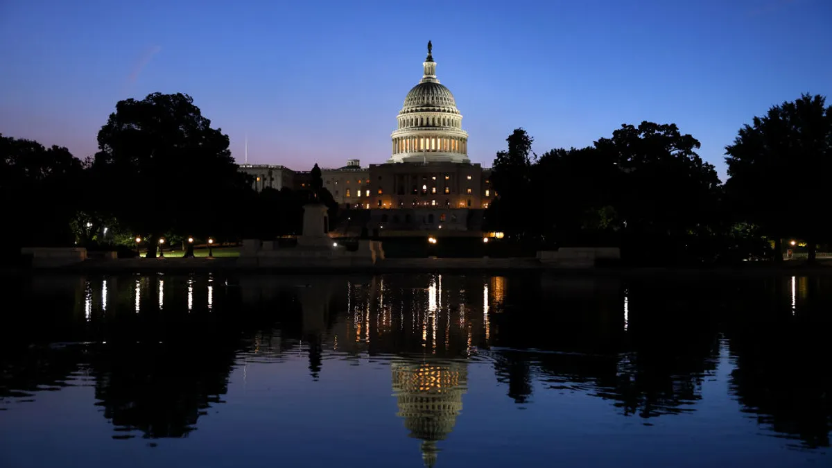 U.S. Capitol building in the early morning.