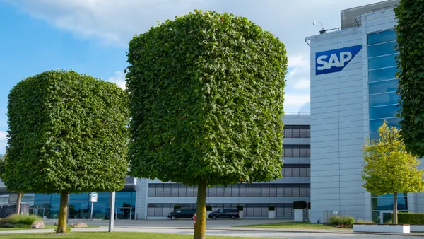 An SAP logo is seen on a building at the software company's corporate campus in Walldorf, Germany on July 29, 2024.