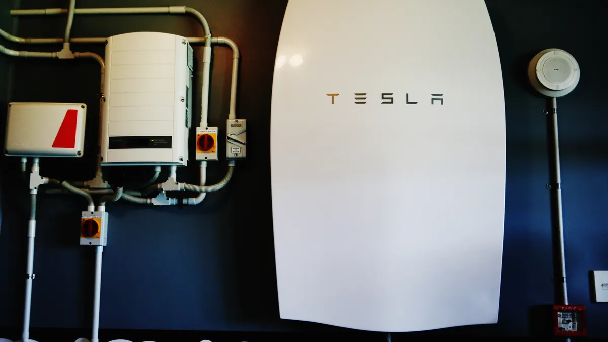 The Tesla Powerwall battery is shown installed at Rongomai School on May 13, 2016 in Auckland, New Zealand.