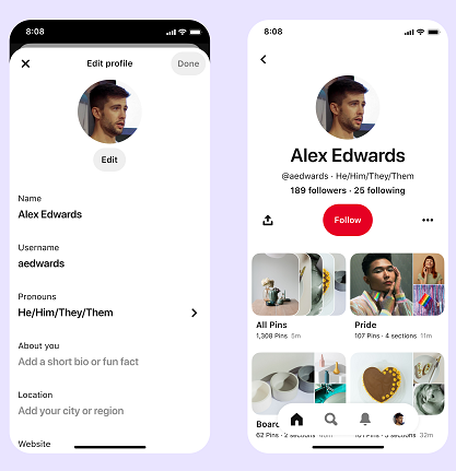 Pinterest pronouns