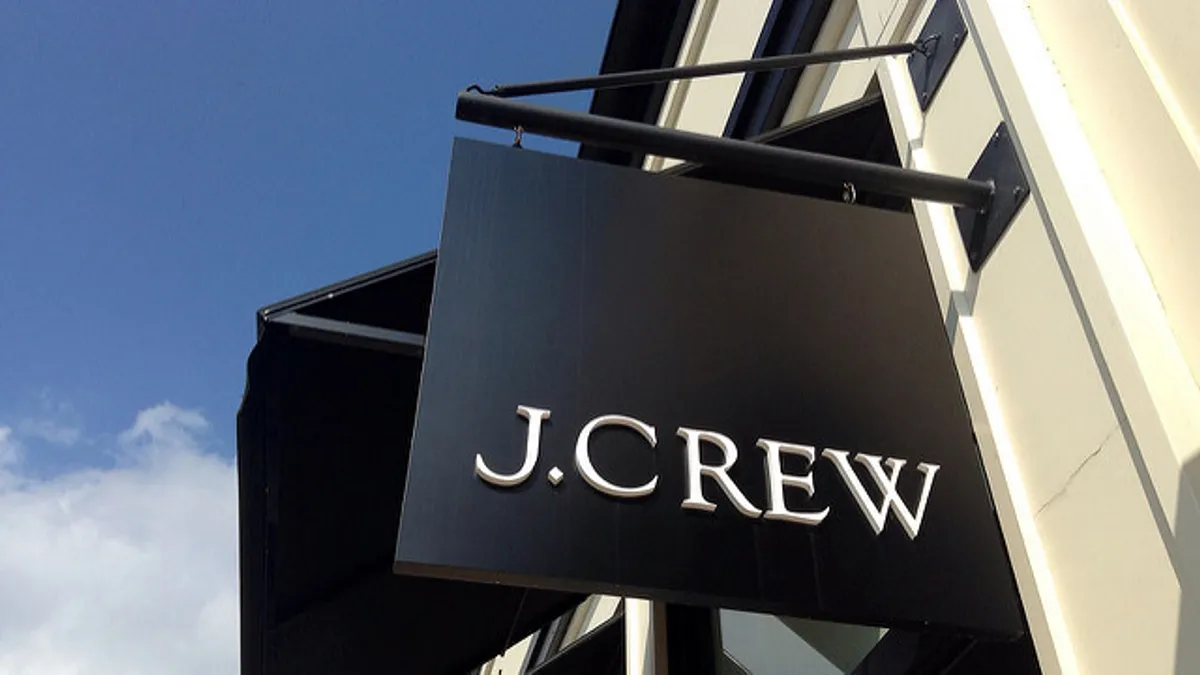 J. Crew sign outside of a store.