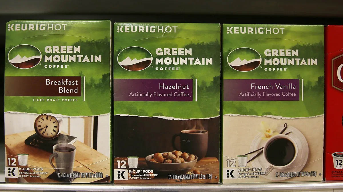 Keurig Green Mountain coffee is seen on a store shelf.