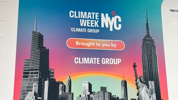 A close-up of The Climate Group's Climate Week NYC 2025 poster