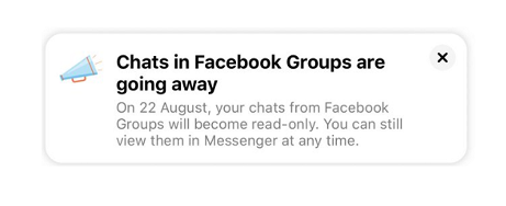 Facebook group chats removal