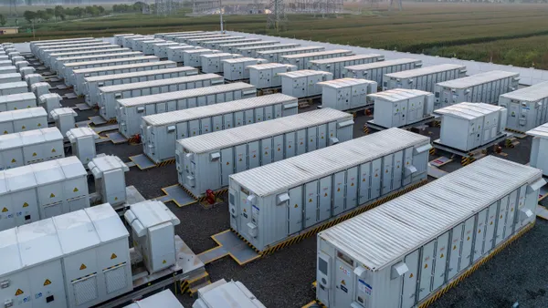 Containers of battery storage.