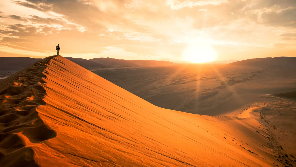 Dramatic sunrise in the Namibian desert