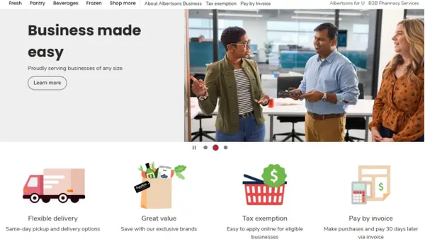 Screenshot of Albertsons Business e-commerce platform