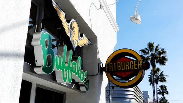 A Buggalo's and Fatbuger restaurant signs