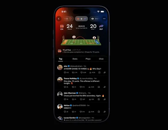 X offers updated NFL Gametime display