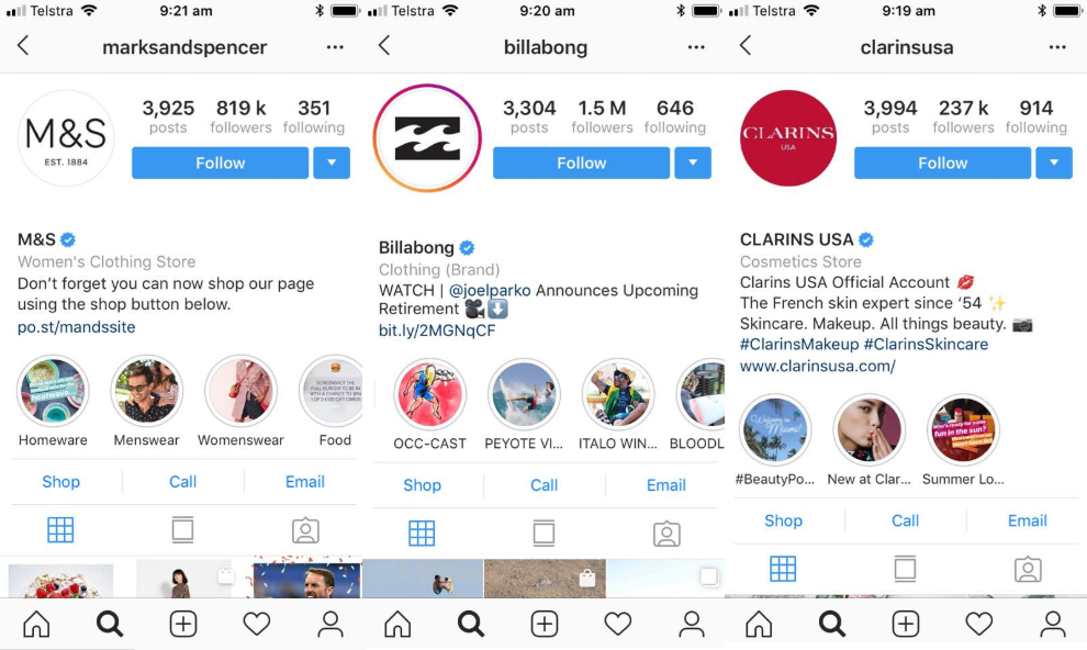 Instagram Stories archive examples