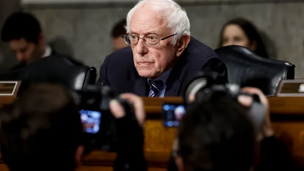 Bernie Sanders listens to testimony during a Senate HELP committee hearing