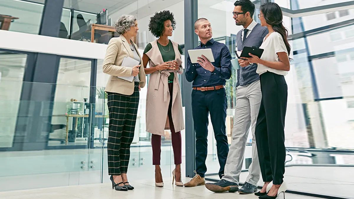 group of people talking to each other