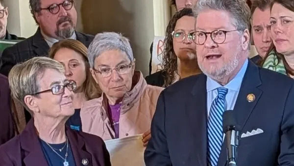 Assemblymember Glick and Senator Harckham at the PRRIA press conference in March 2025