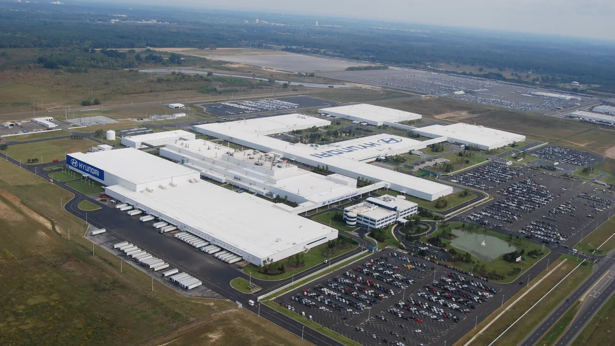 An aerial view of the Hyundai Motor Manufacturing Alabama assembly plant.