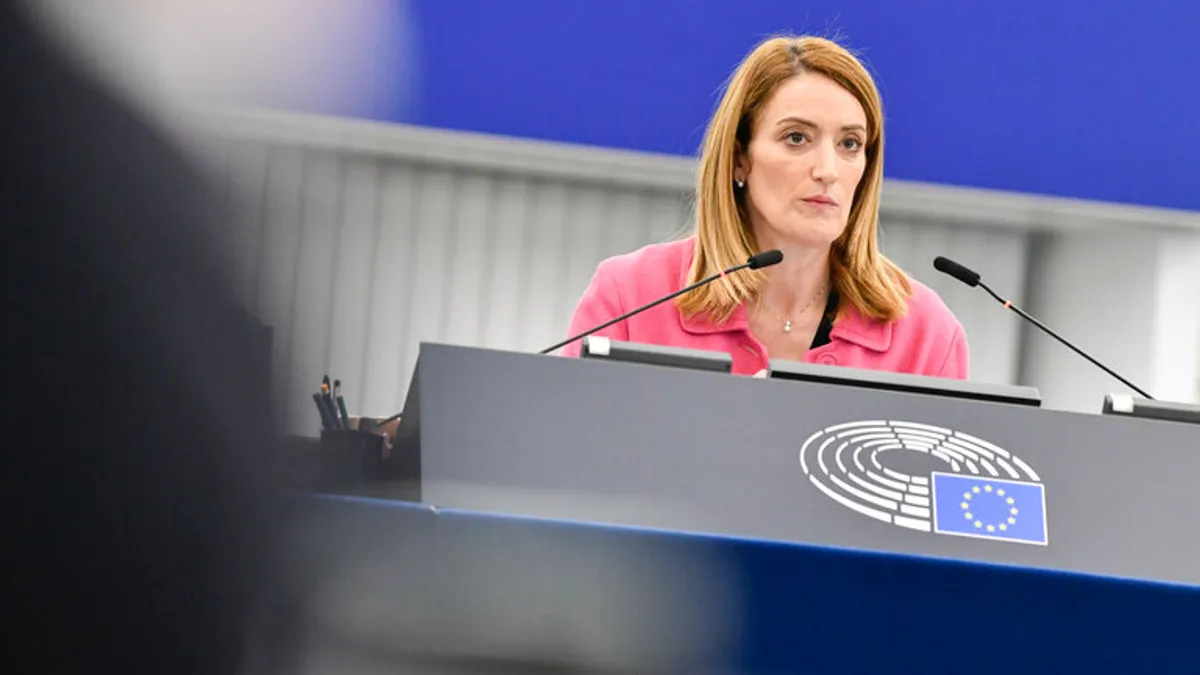 Roberta Metsola, president of the European Parliament, during the plenary voting session on April 24, 2024.