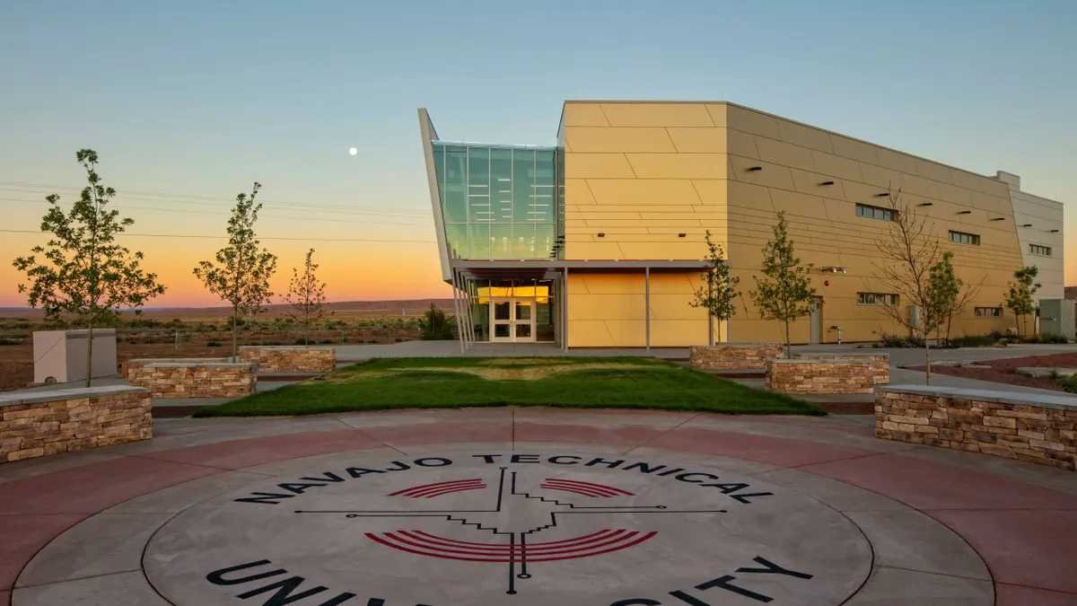 Navajo Technical University's campus during sunset