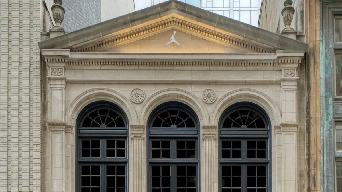 The top portion of a historic building.