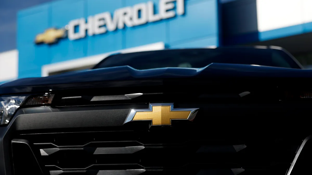 A Chevrolet logo on a Chevrolet SUV on Jan. 06, 2026 in Colma, California.