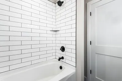 A tile shower.