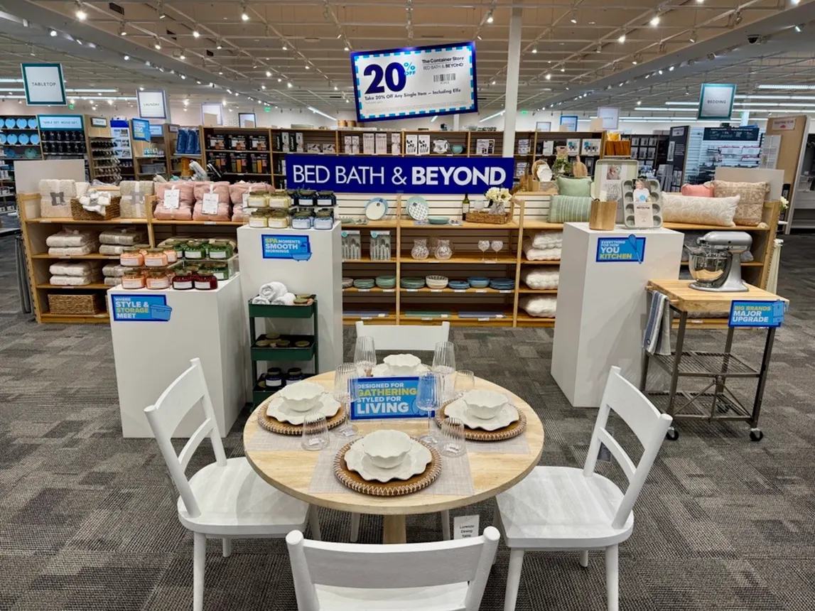 A dining display with Bed Bath &amp; Beyond's co-branded store concept with The Container Store