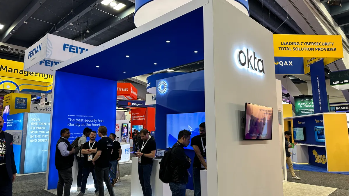 Okta booth at RSA Conference on April 27, 2023 in San Francisco.