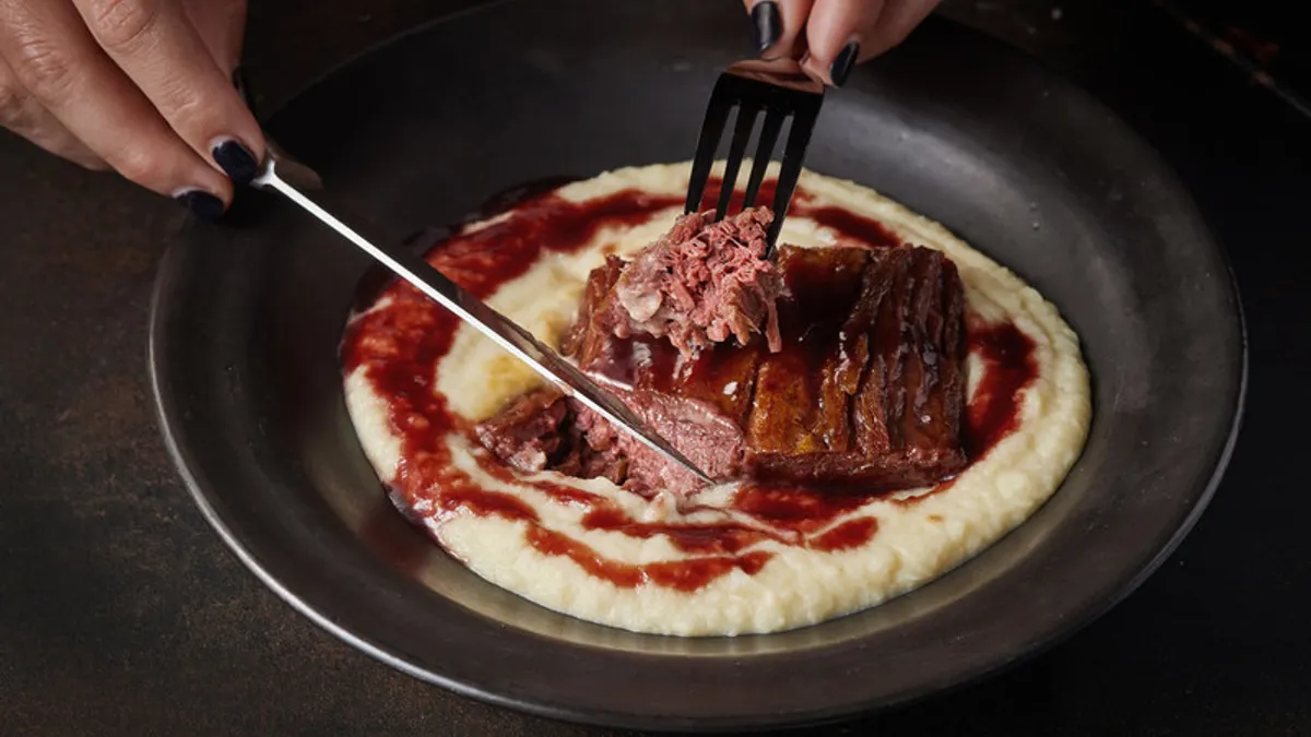 A 3D printed plant-based New-Meat steak made by Redefine Meat