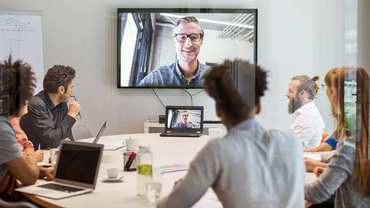 Virtual meeting taking place in an office