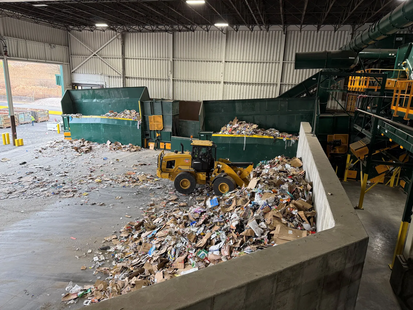 front loader in a recycling facility