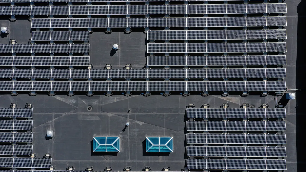 Solar panels on a roof.
