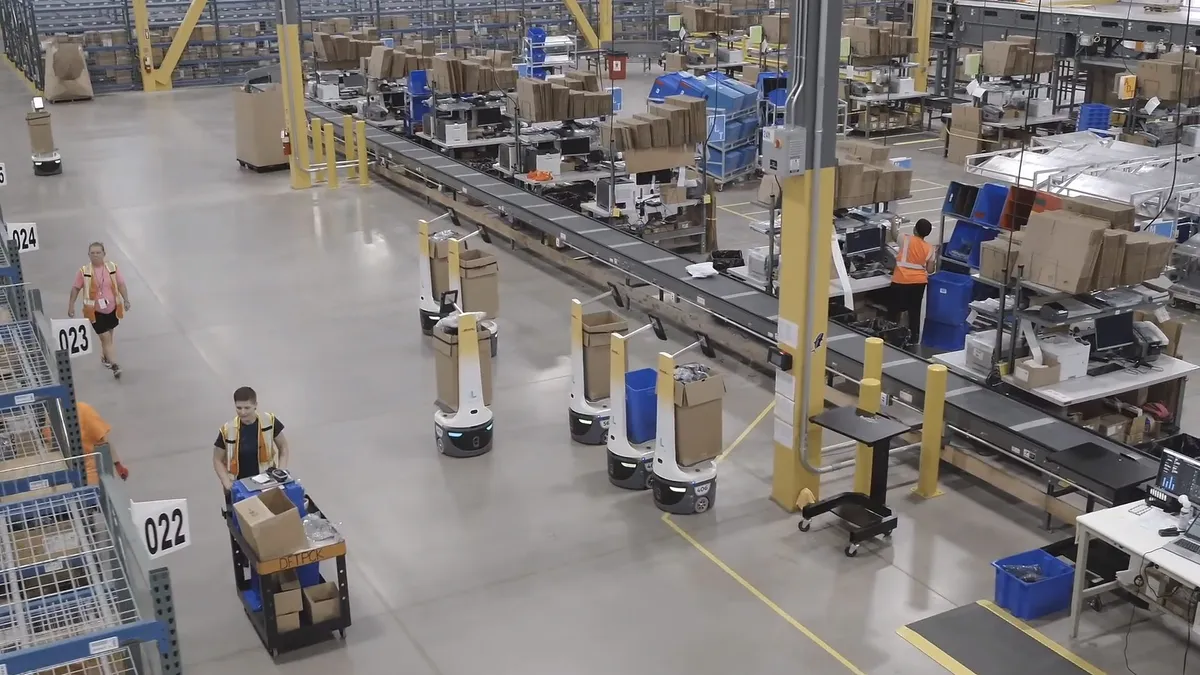 DHL warehouse using locus robots. Photo provided June 2021.