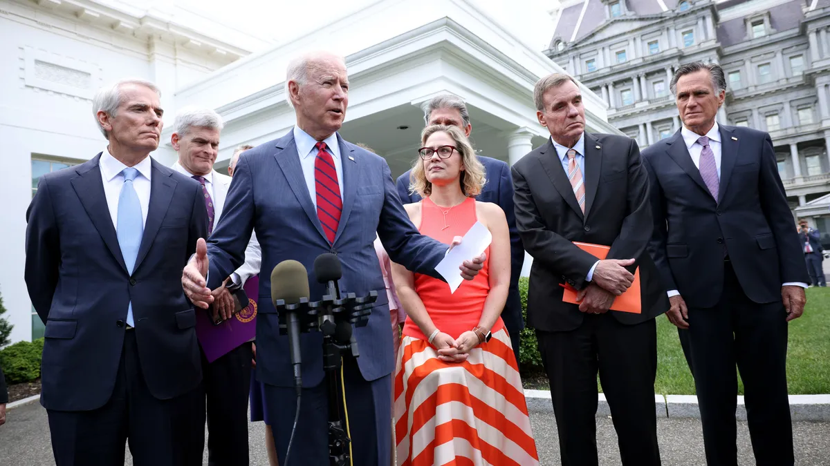 President Biden Meets With Bipartisan Group Of Senators At The White House On Infrastructure Deal