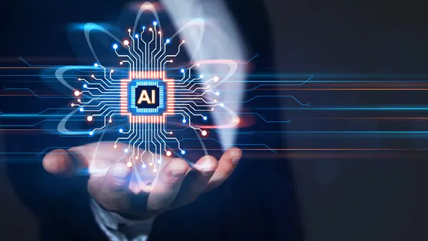 AI chip held in hand for design concept