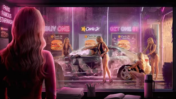 AI-generated Paris Hiltons in a Carl's Jr. ad