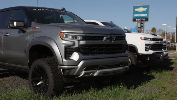 Chevrolet trucks at a dealership in Novato, Cali. on Jan. 28, 2025