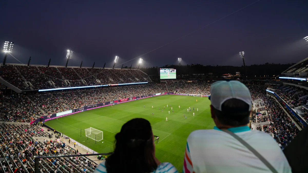 Spectators watch a San Diego Wave game.